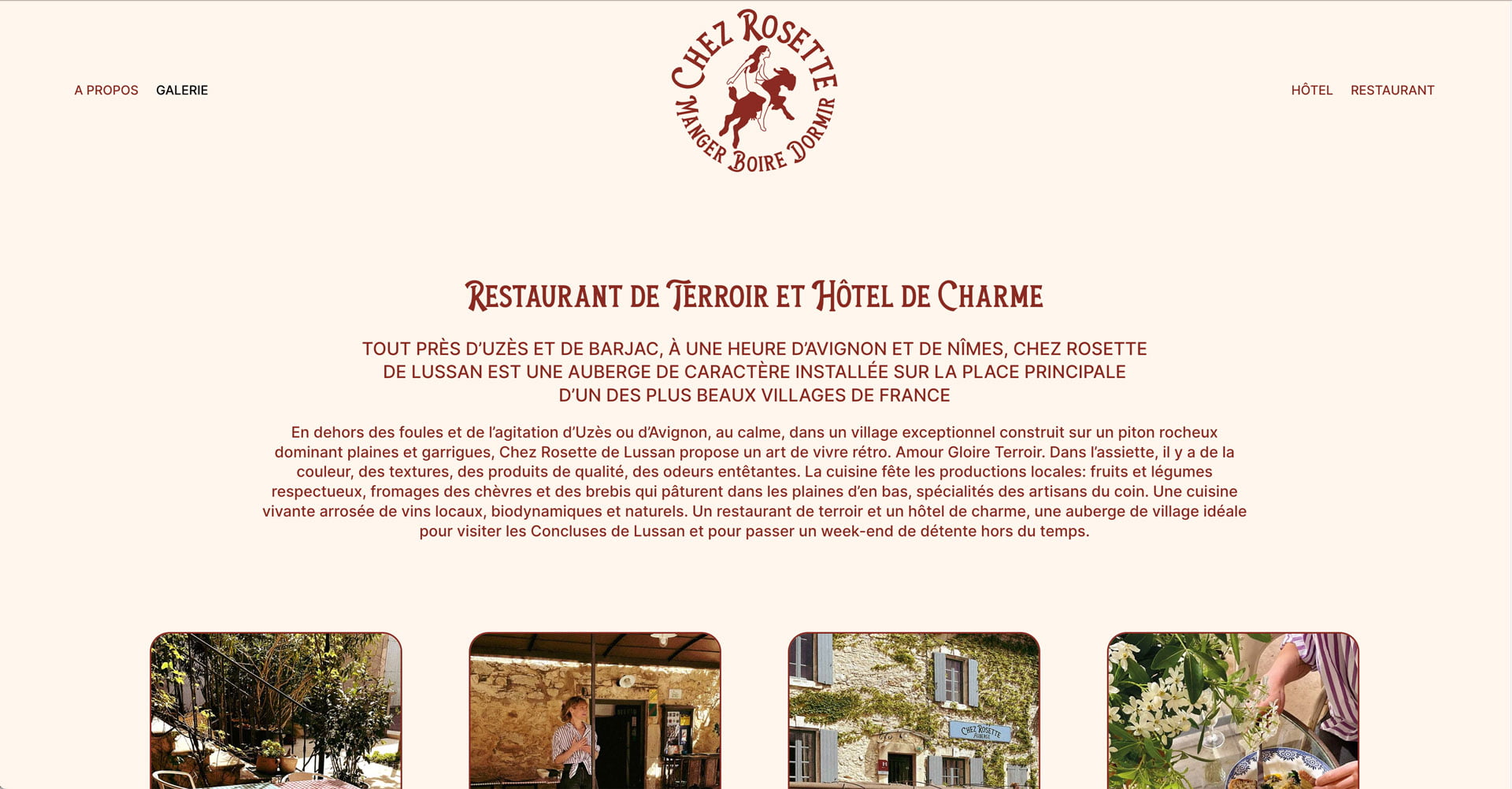 Création du site internet d'un hôtel et restaurant à Lussan dans le Gard, entre Uzès et Barjac, Avignon et Nîmes