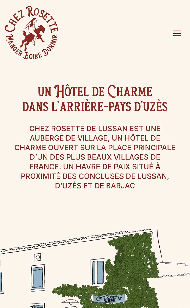 R1 Création du site internet d'un hôtel et restaurant à Lussan dans le Gard, entre Uzès et Barjac, Avignon et Nîmes
